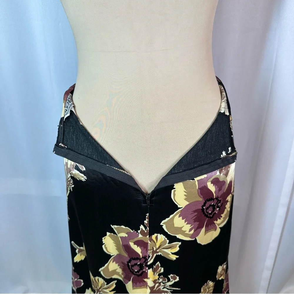 Vintage Satin Maxi Skirt Sz 9/10 Floral Fairy‎ Whimsigoth Grunge 90s Cottagecore